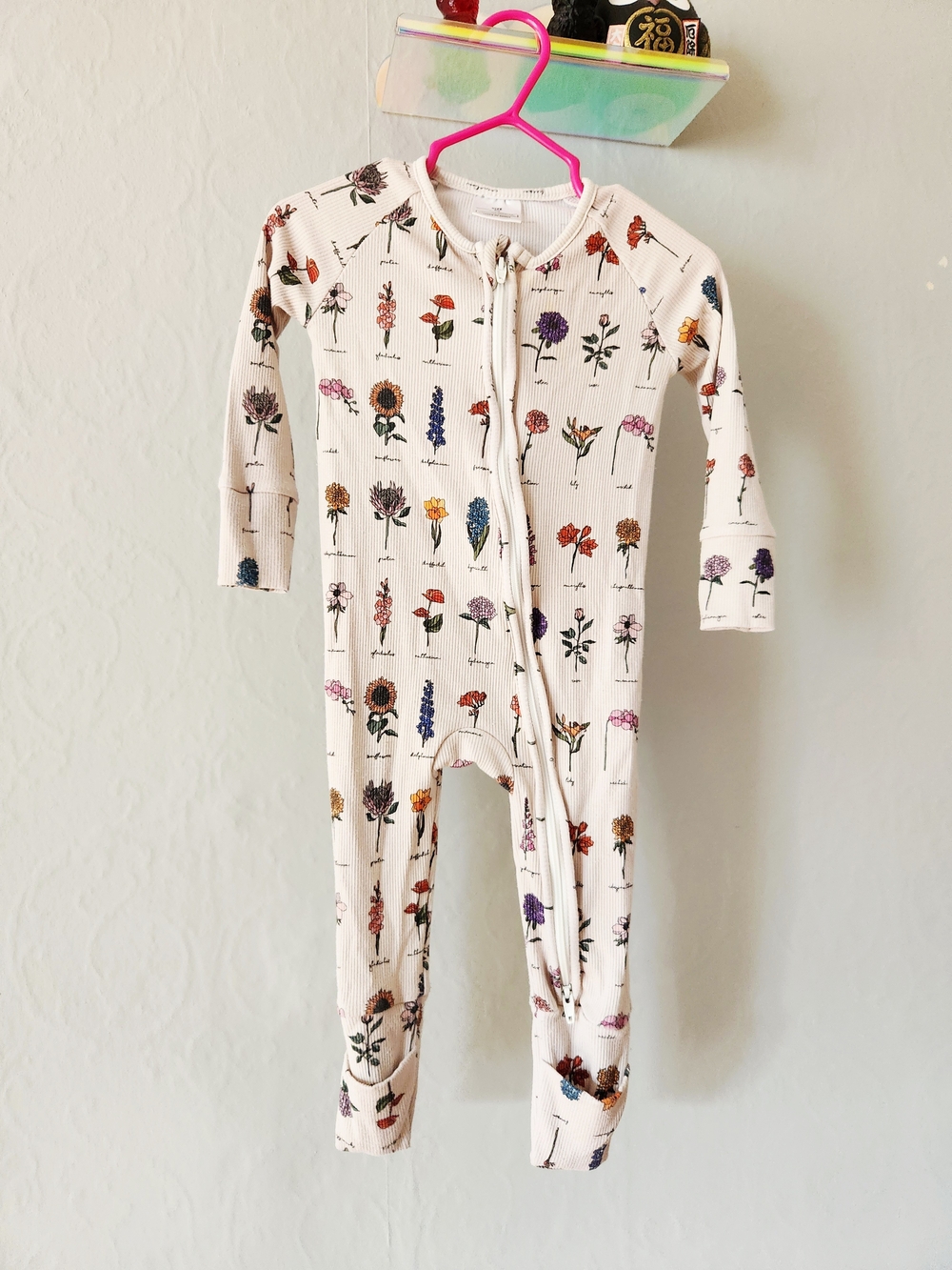 Jundle 9-12m Bamboo Floral Zip-Front Footie